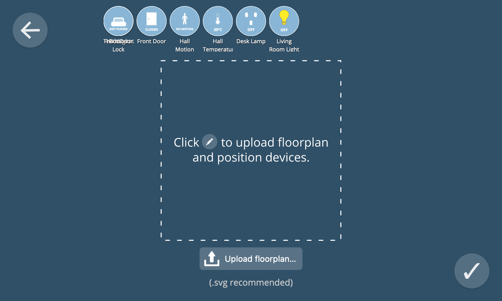 Screenshot of the edit floorplan view without a floorplan uploaded