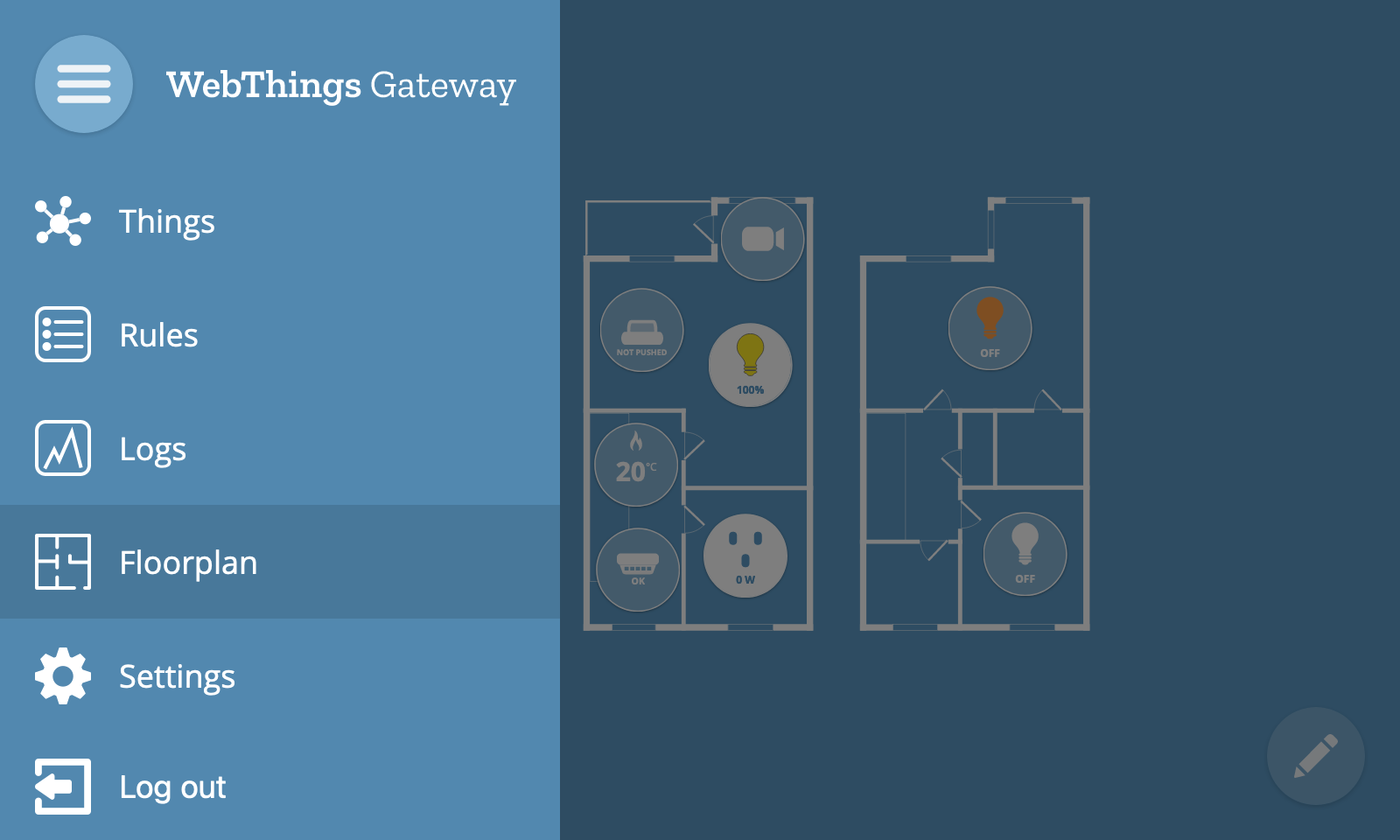 Screenshot of the main menu with the "Floorplan" option selected