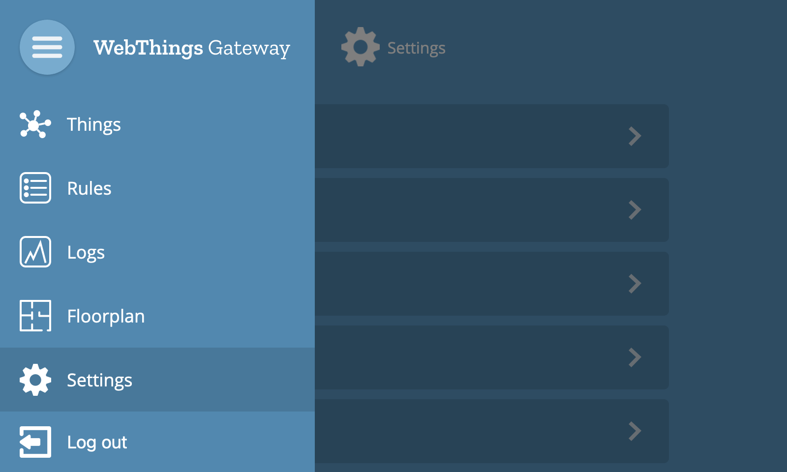 Screenshot of the main menu with the "Settings" option selected